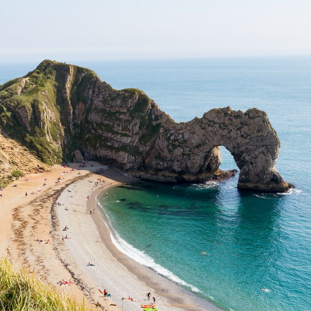 The famous rock arch at Durdle Door Dorset England UK